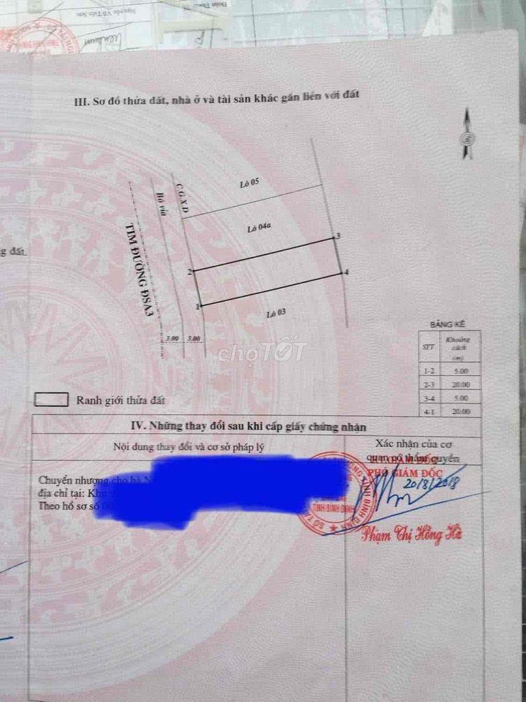 Bán đất Đường DSA3, Xã Nhơn Hội tỉnh Bình Định