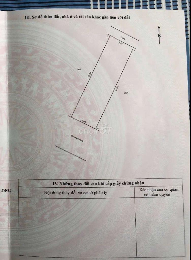 Bán đất Đường Nguyễn Văn Lâu, Phường 8 tỉnh Vĩnh Long