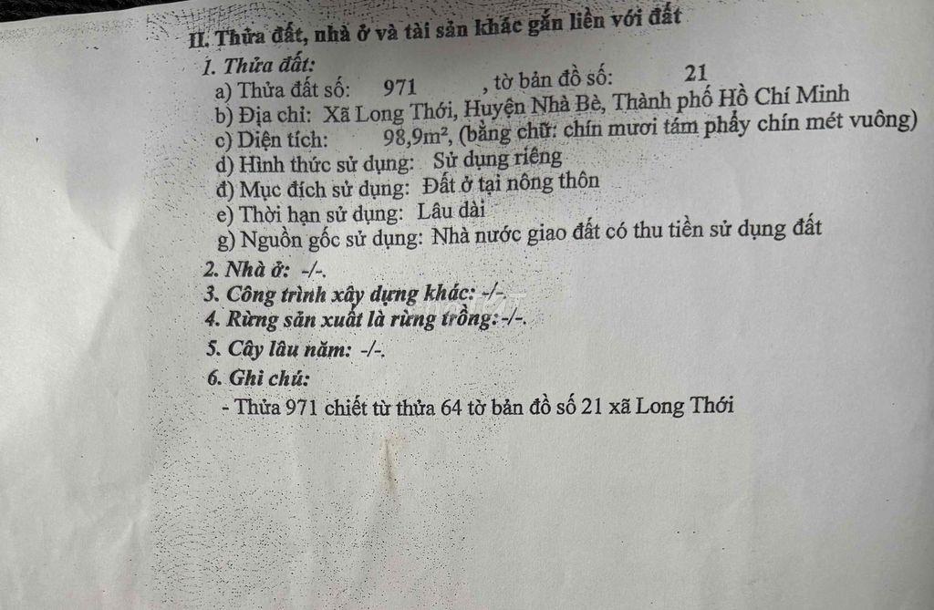 Bán đất đường Nguyễn Văn Tạo huyện Nhà Bè