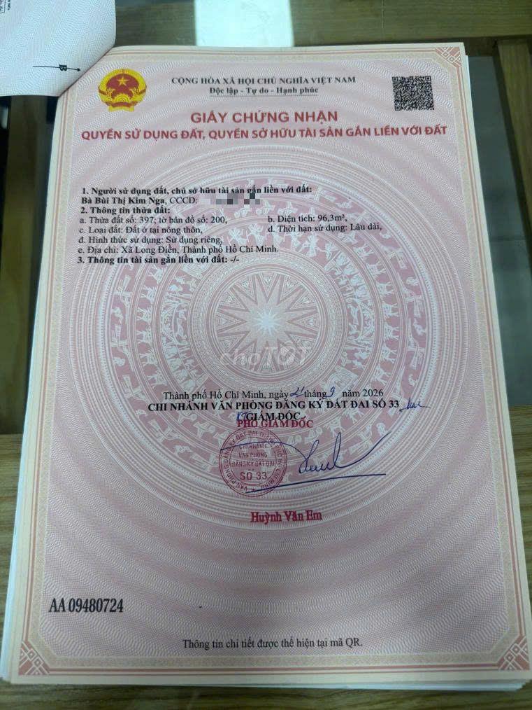 Bán đất Đường Tỉnh Lộ 44A, Thị trấn Long Điền tỉnh Bà Rịa Vũng Tàu