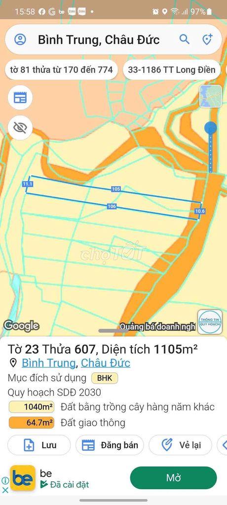Bán đất xã Bình Trung tỉnh Bà Rịa Vũng Tàu