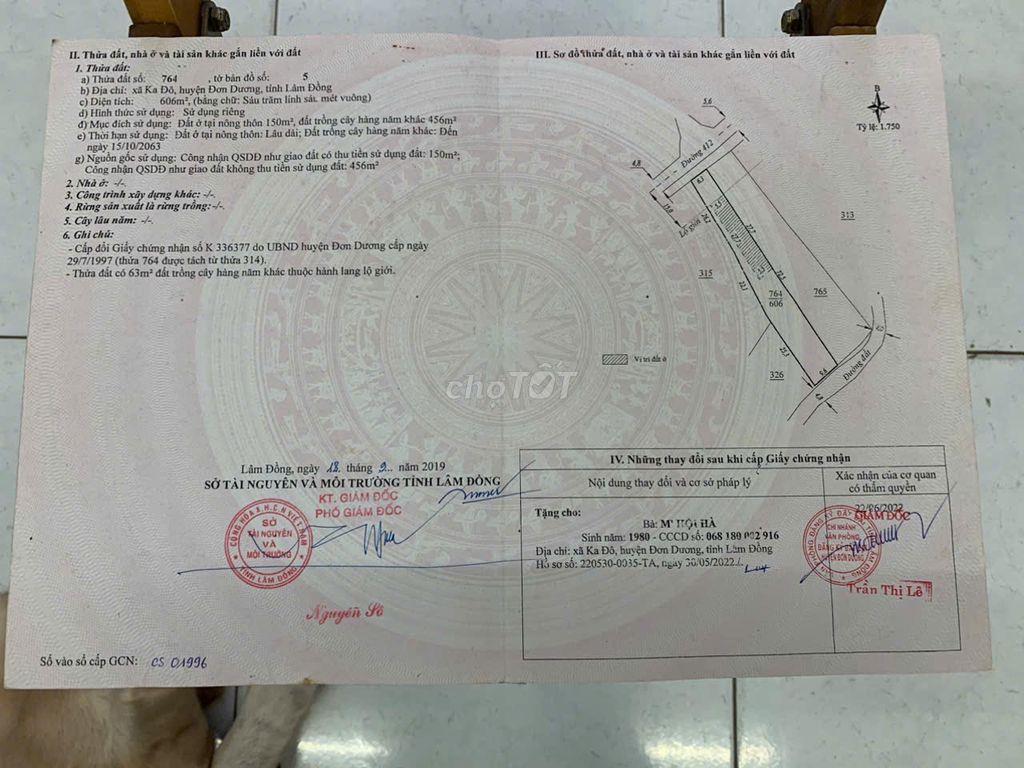 Bán đất xã Ka Đô tỉnh Lâm Đồng