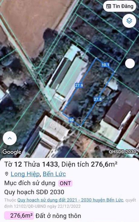 Bán đất xã Long Hiệp tỉnh Long An