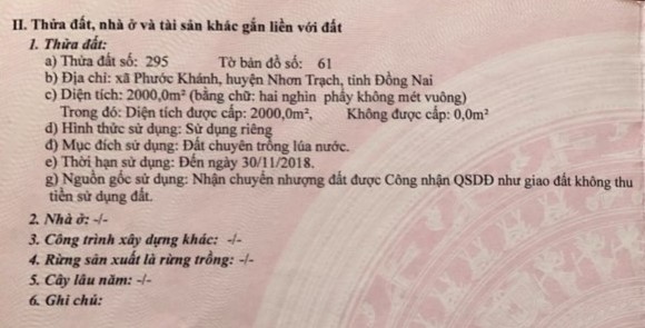Bán đất xã Phước Khánh, tỉnh Đồng Nai, 1500m², Giá 4,5 tỷ