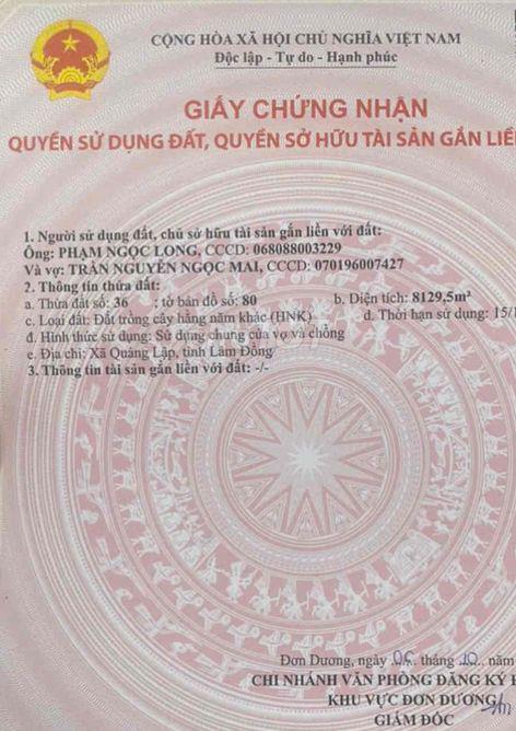 Bán đất xã Quảng Lập Huyện Đơn Dương tỉnh Lâm Đồng