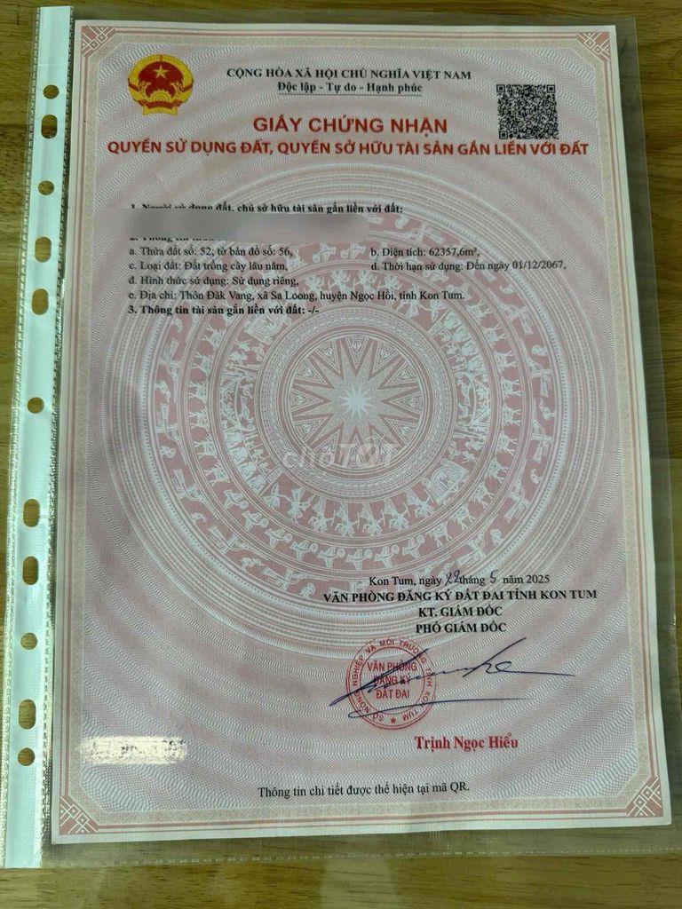 Bán đất xã Sa Loong Huyện Ngọc Hồi tỉnh Kon Tum