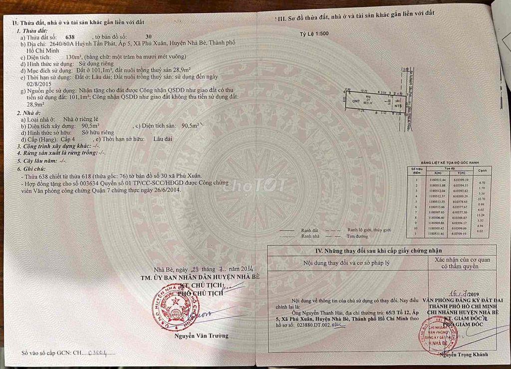 Bán nhà đường Huỳnh Tấn Phát huyện Nhà Bè