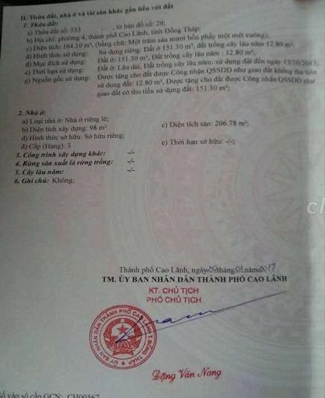 Bán nhà Đường Phạm Hữu Lầu, Phường 4 tỉnh Đồng Tháp