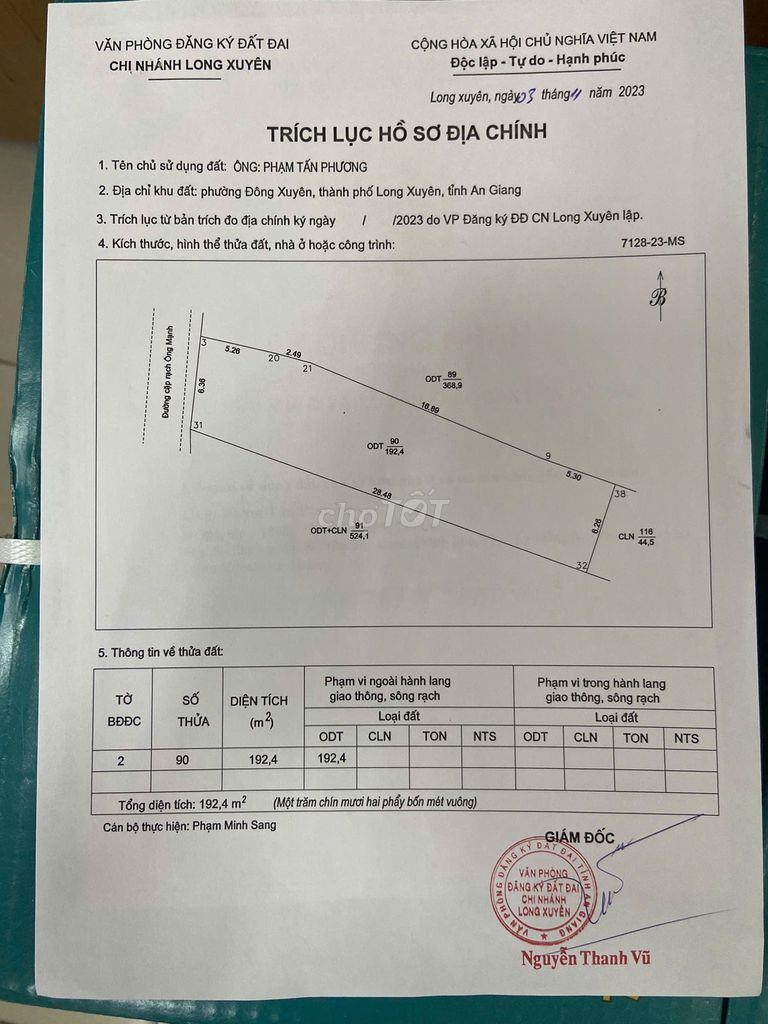 Bán nhà Đường Rạch Ông Mạnh, phường Đông Xuyên tỉnh An Giang
