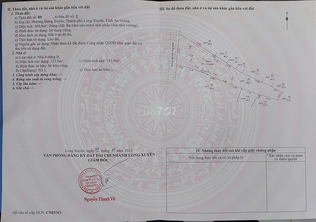 Bán nhà Đường Rạch Ông Mạnh, phường Đông Xuyên tỉnh An Giang