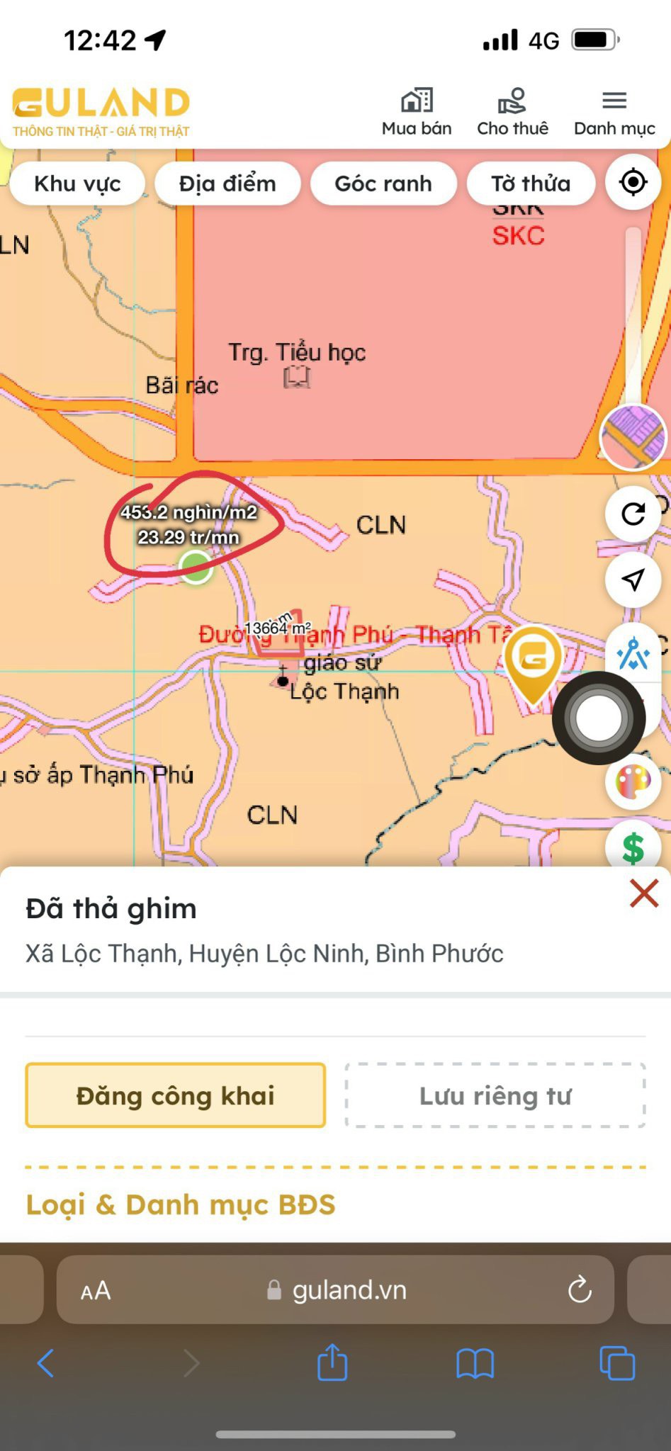 Bán đất xã Lộc Thạnh tỉnh Bình Phước