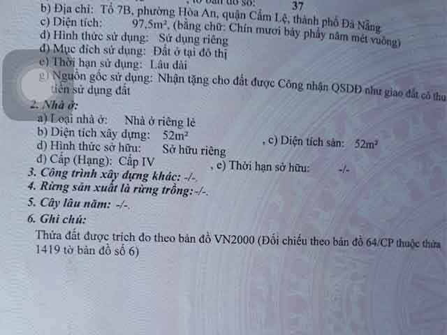 Bán nhà phường Hòa An quận Cẩm Lệ thành phố Đà Nẵng