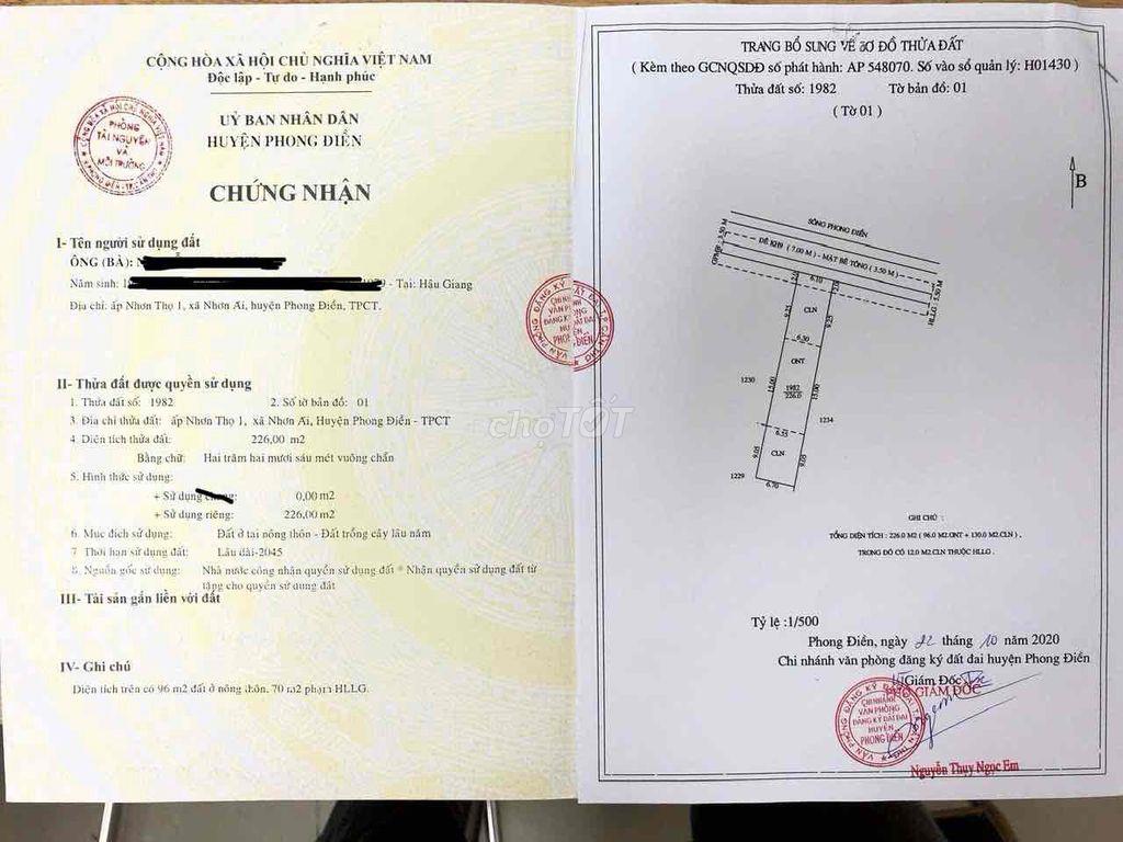Bán nhà Xã Nhơn Ái Thành phố Cần Thơ