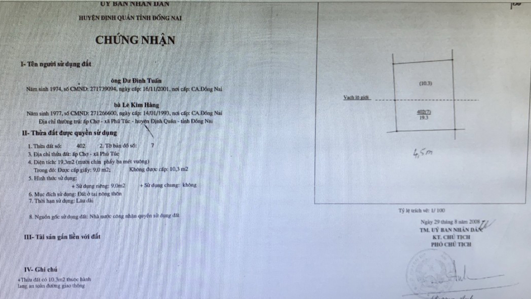 Bán nhà xã Phú Túc Huyện Định Quán tỉnh Đồng Nai