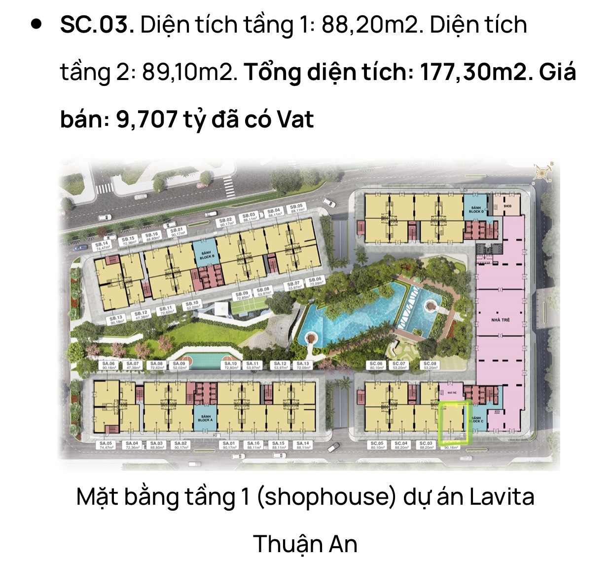 Bán shophouse Lavita Thuận An tỉnh Bình Dương